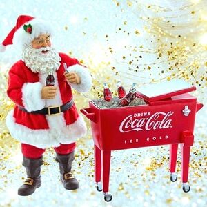 Coca-Cola Santa & Cooler Figurine Kurt S. Adler Santa figurine - 10.5".